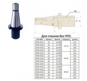 Втулка переходная с хв-ком 7:24-30 на КМ3 для концевых фрез без лапки для станков без ЧПУ "CNIC"