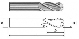 Фреза Концевая радиусная d20х40х102 ц/х ВК8 Z=3 R-10,0 "CNIC"